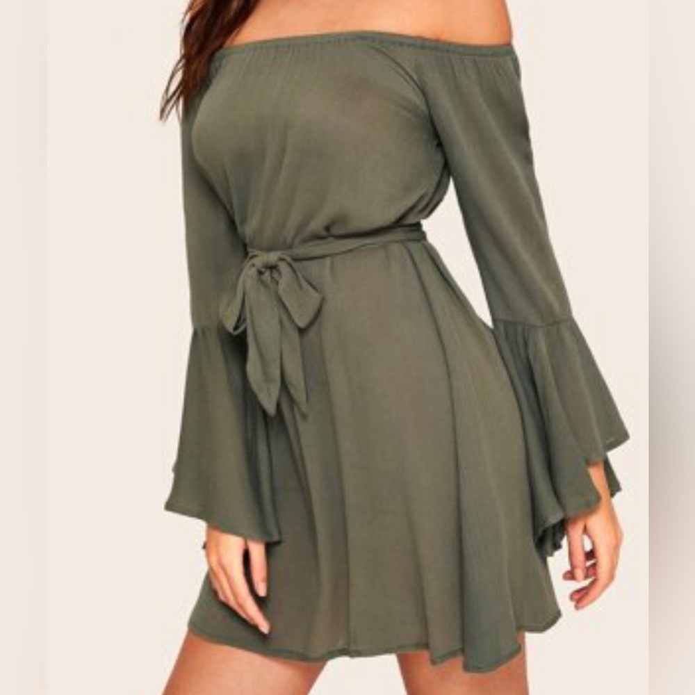 Shein Off the Shoulder Flounce Sleeve Dress